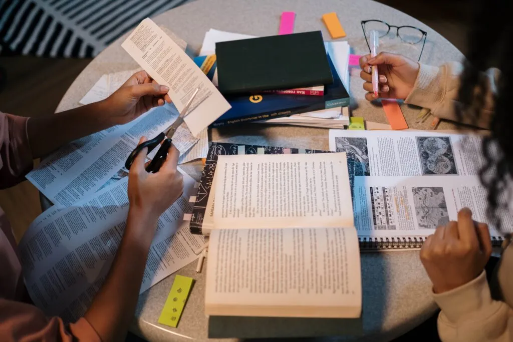 Students preparing a research paper