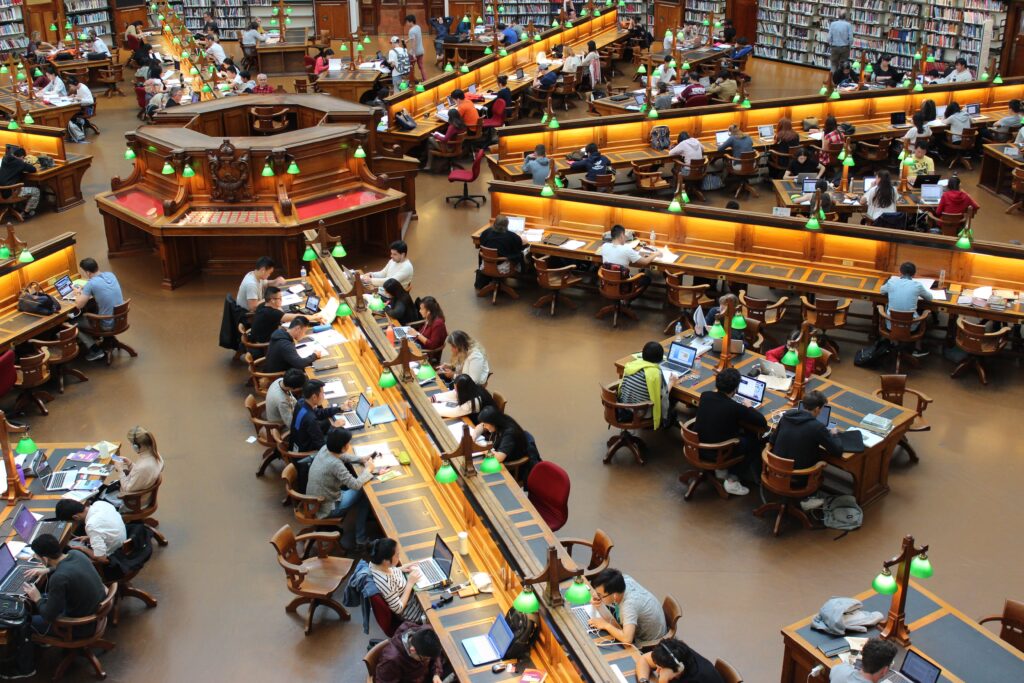People in a library 