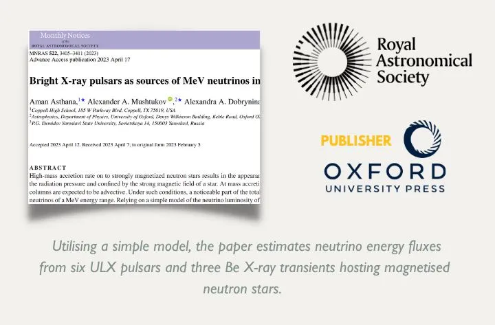 High School Student Researcher Amans Paper On Bright X Ray Pulsars Has Been Accepted And Published In The Monthly Notices Of The Royal Astronomical Society