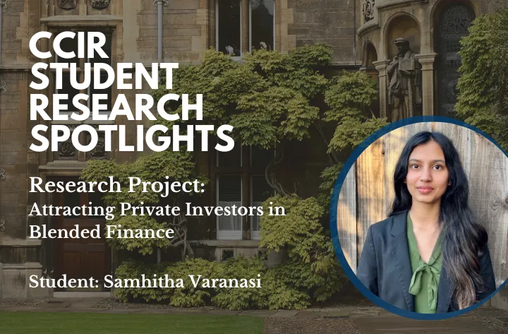 High School Student Researcher Samhitha On Attracting Private Investors In Blended Finance | CCIR