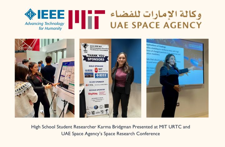 High School Student Researcher Karma Bridgman Presented At Mit Urtc And Uae Space Agency's Space Research Conference