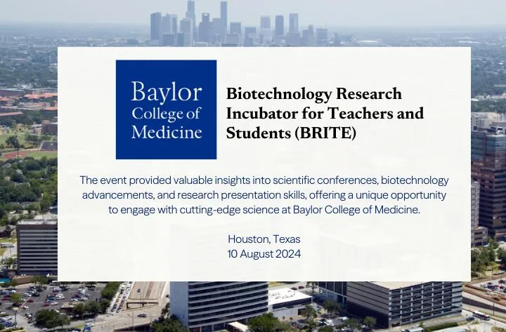 High School Student Researcher Sarah’s Cardiac Tissue Engineering Was Accepted At The Biotechnology Research Incubator For Teachers And Students (BRITE)